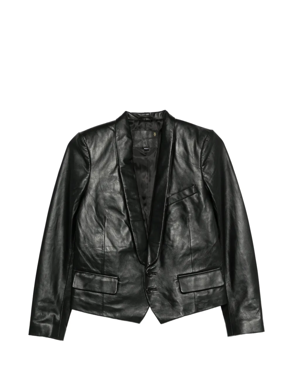 R13 Shrunken shawl-collar leather blazer - Nero