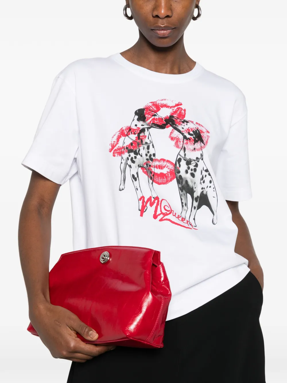 Alexander McQueen T-shirt met dalmatiër-print Wit