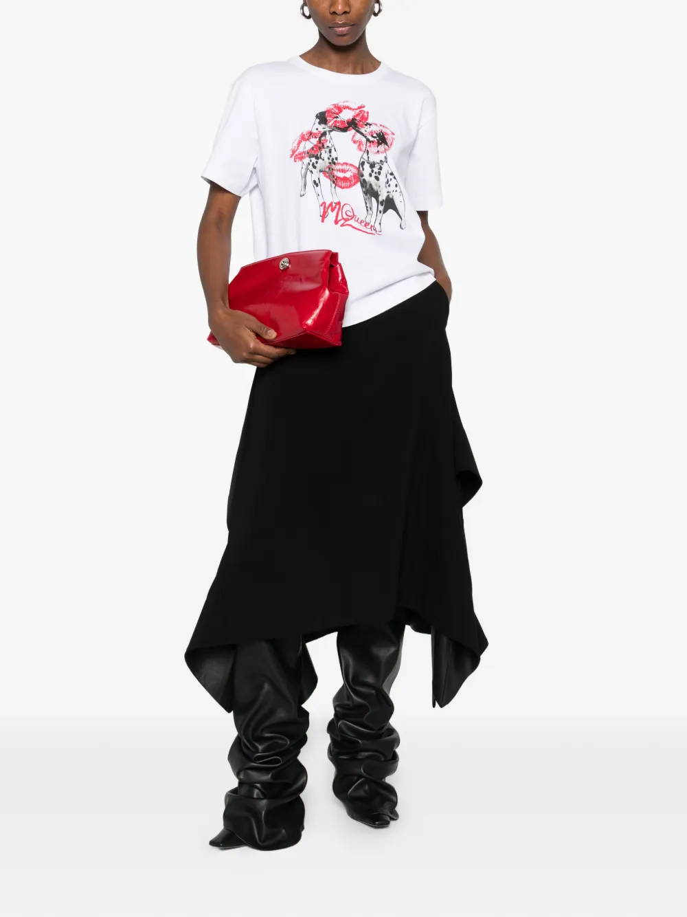 Alexander McQueen T-shirt met dalmatiër-print Wit