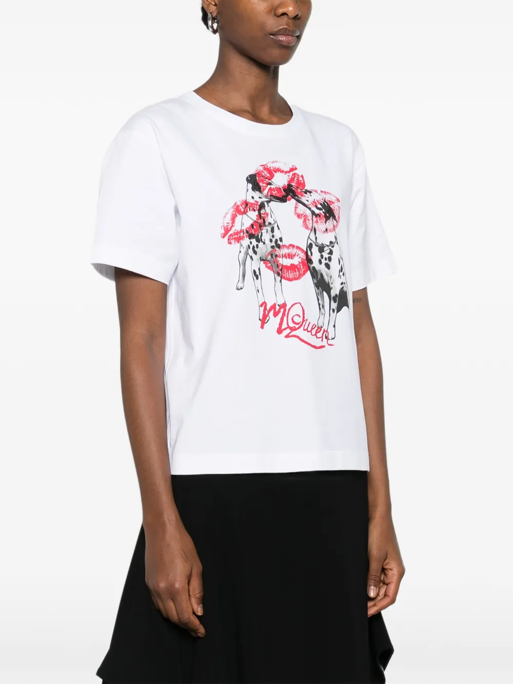 Alexander McQueen T-shirt met dalmatiër-print Wit