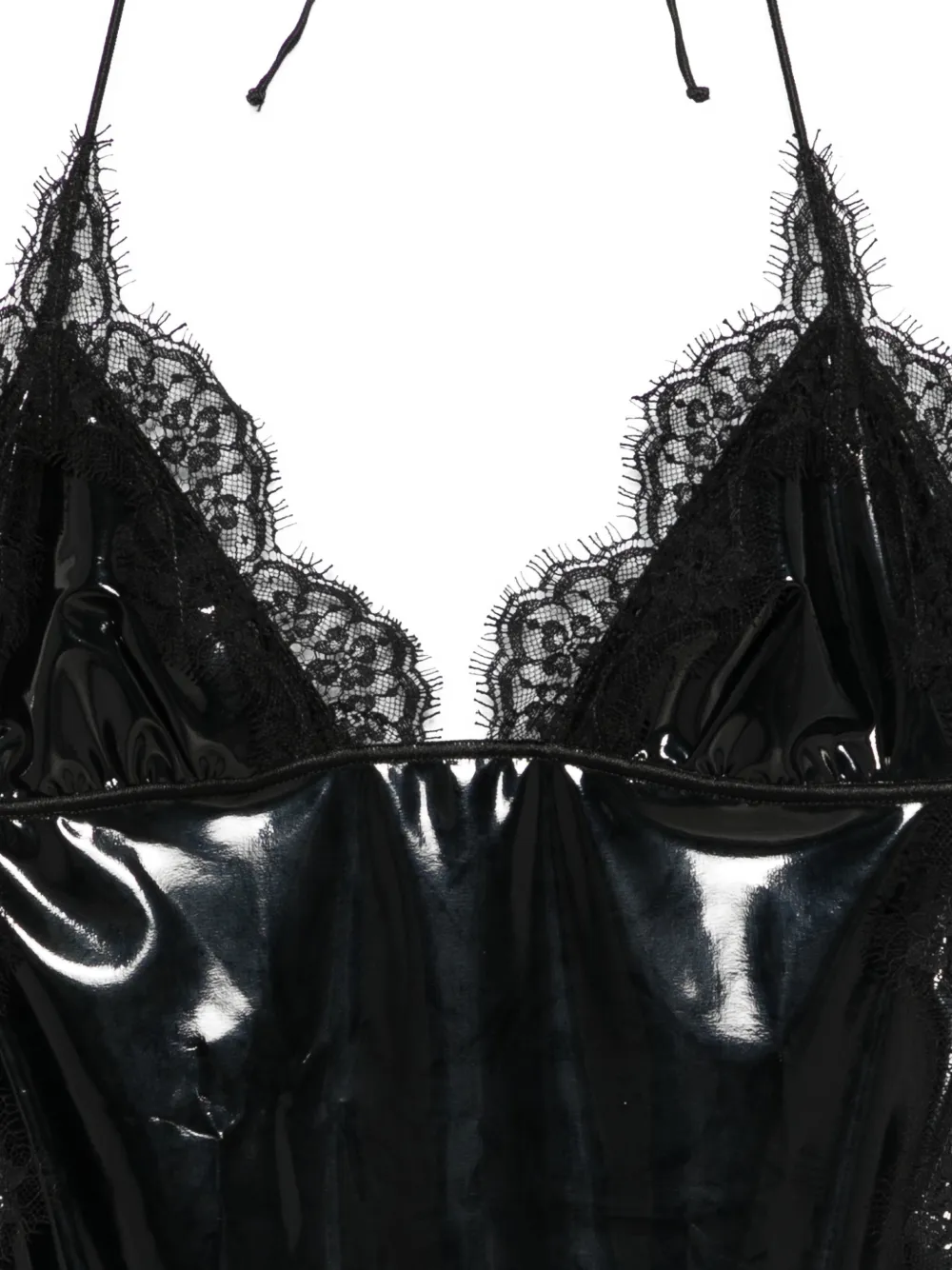  Oséree Latex Lace-trim Swimsuit - Black 