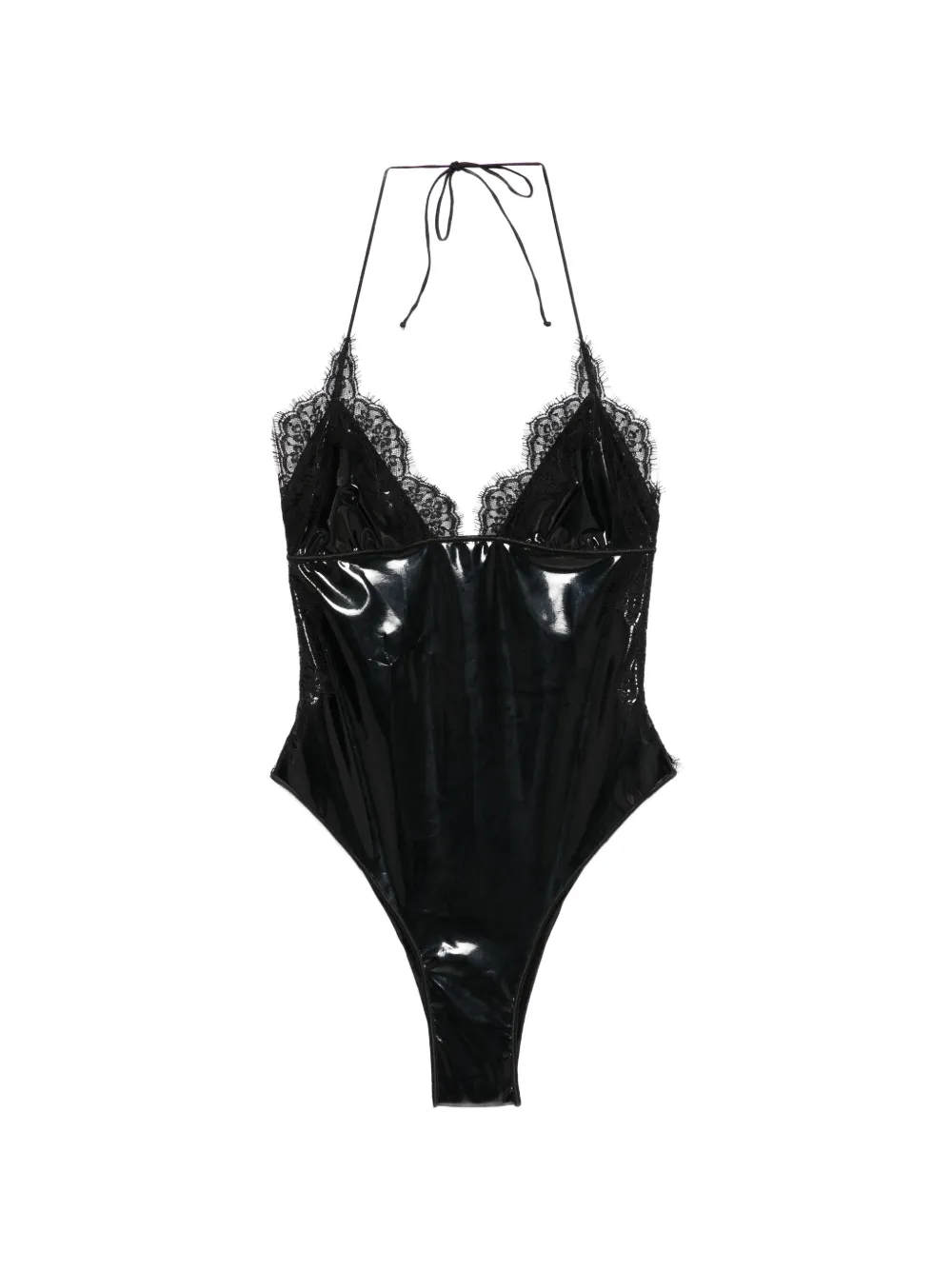Oséree Latex lace-trim swimsuit - Nero