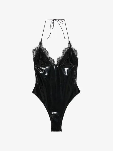 Oséree Latex lace-trim swimsuit