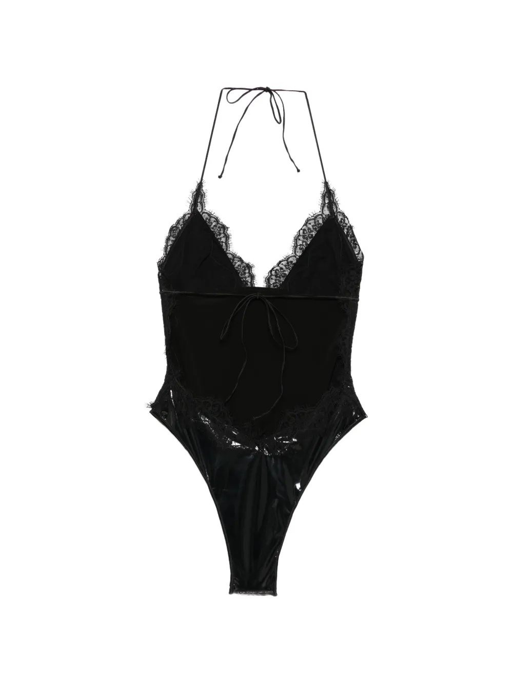  Oséree Latex Lace-trim Swimsuit - Black 