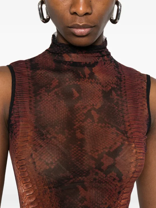 Jean Paul GAULTIER - Jean-Paul GAULTIER アニマル柄　ノースリーブ Jean Paul Gaultier animal-print Top | Brown | FARFETCH