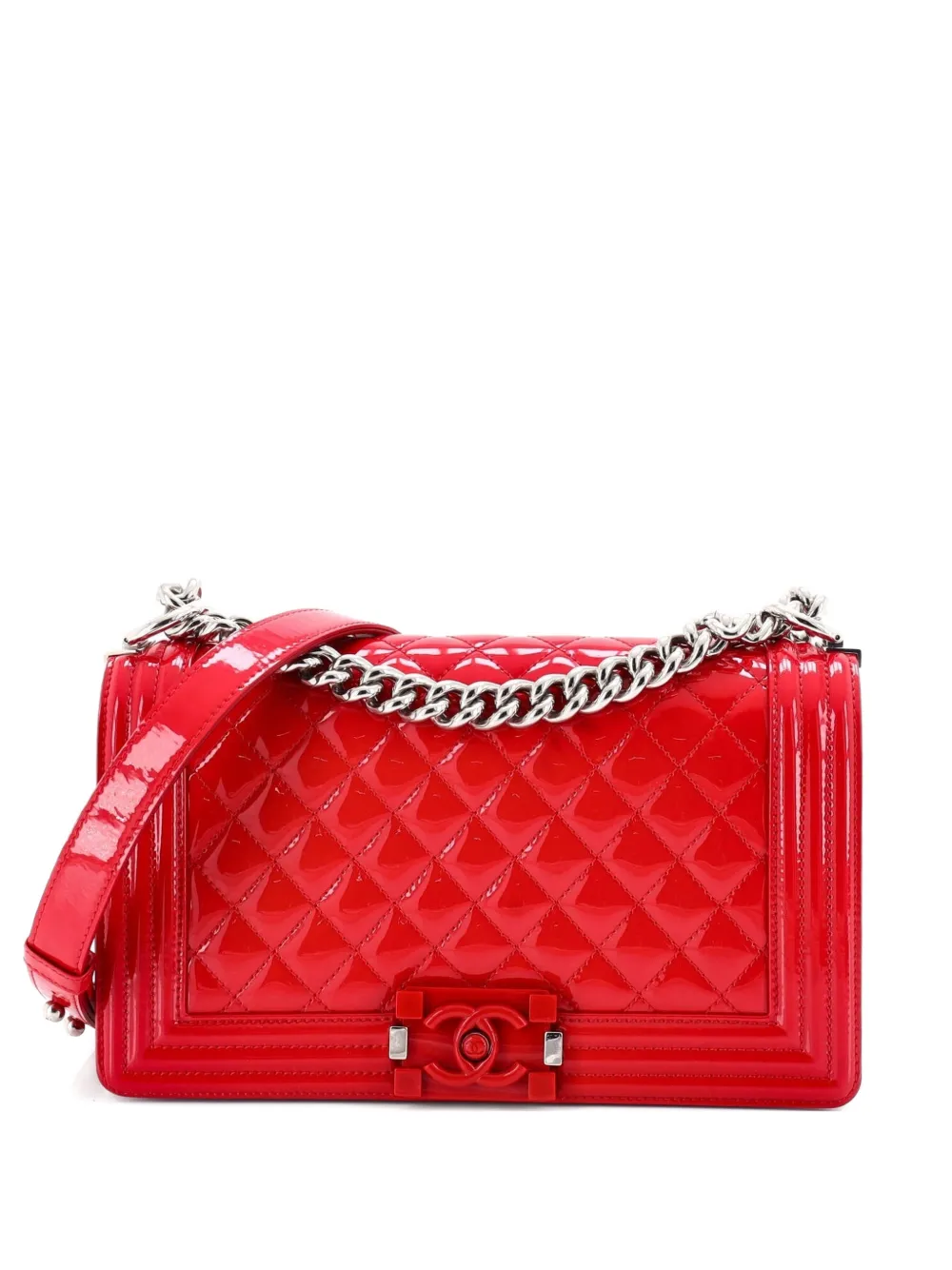 CHANEL Pre-Owned Boy Flap Bag Quilted Plexiglass Patent Old Medium shoulder bag - Rosso