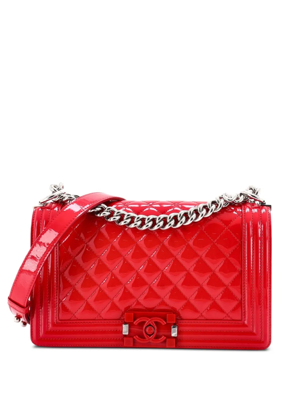 CHANEL Pre-Owned Boy Flap Bag Quilted Plexiglass Patent Old Medium shoulder bag - Rosso