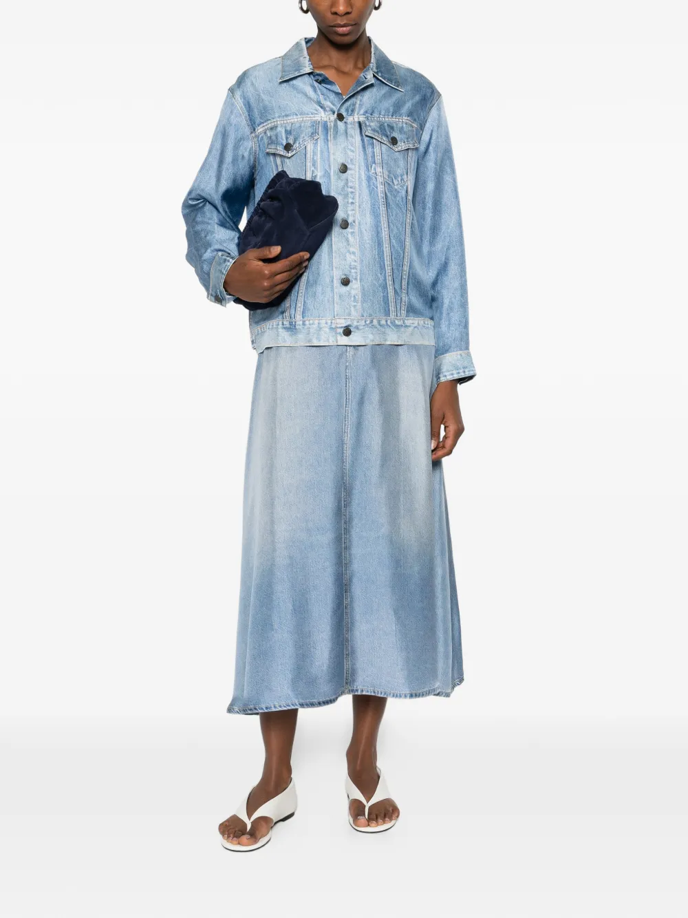 Pierre-Louis Mascia A-line midi skirt - Blauw