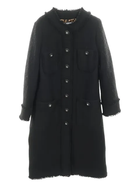 Dolce & Gabbana Pre-Owned 2000s DG logo-button single-breasted tweed coat