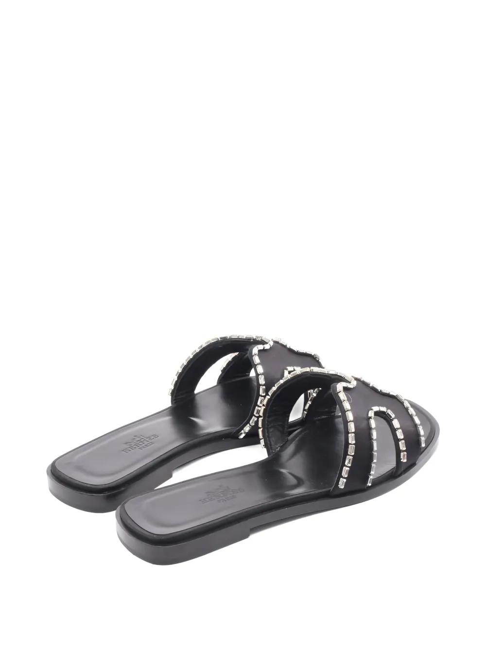 Herm&egrave;s Pre-Owned 2010s Oran satijnen sandalen met stras - Zwart