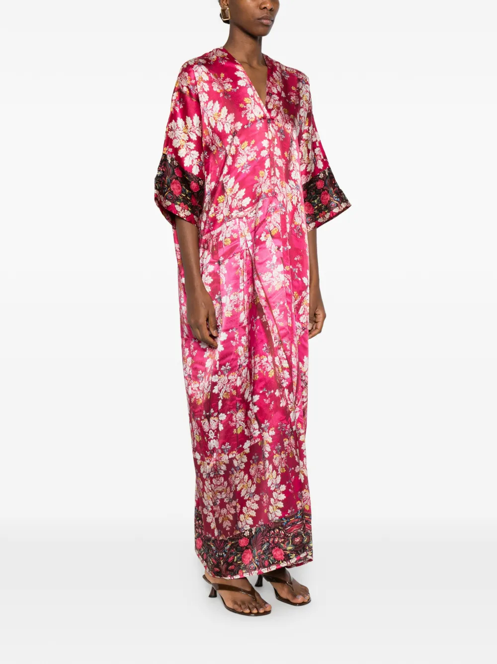 Pierre-Louis Mascia Maxi-jurk met bloemenprint en V-hals Roze