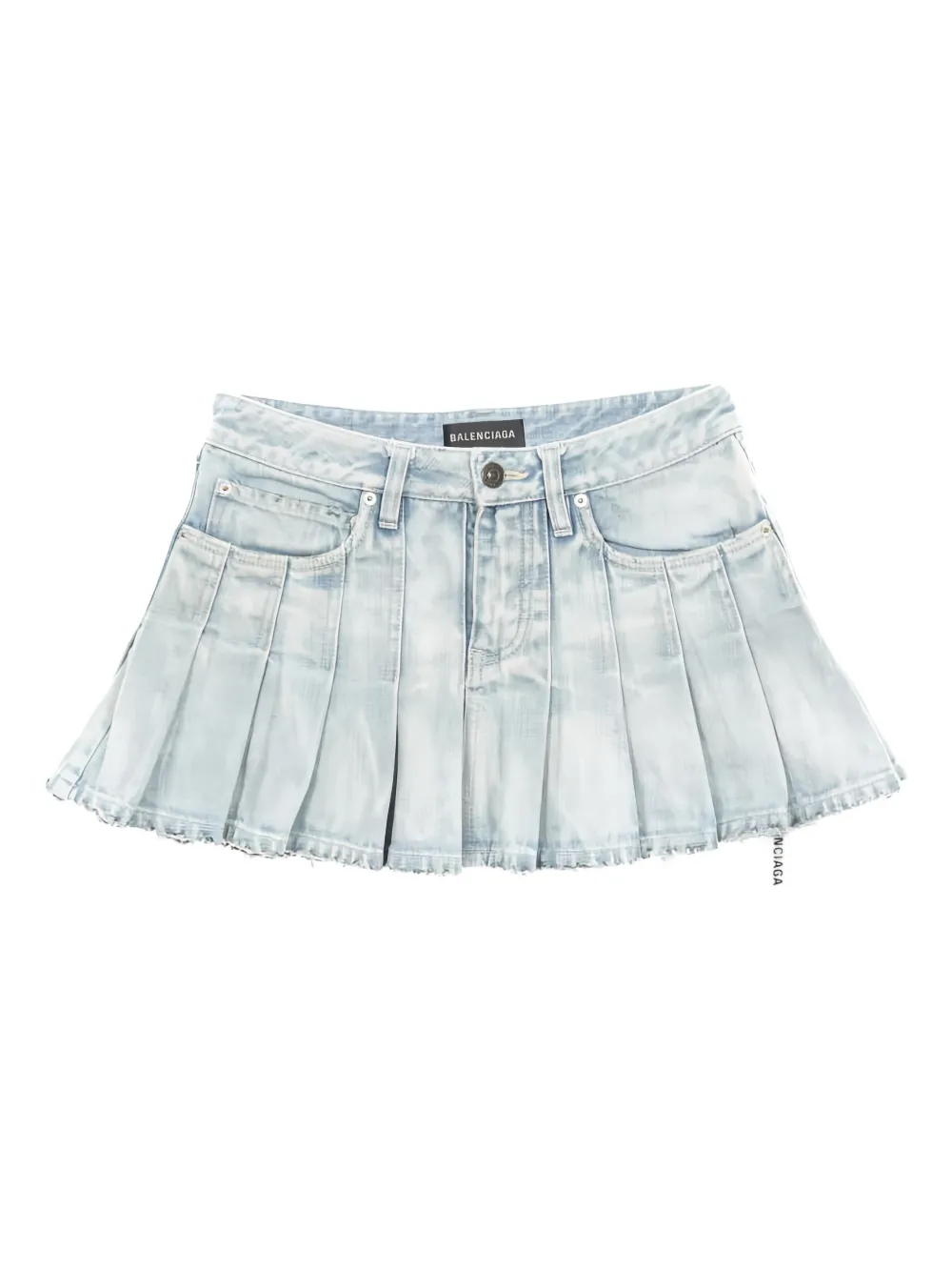 Balenciaga Pre-Owned 2010s pleated denim mini skirt - Blu