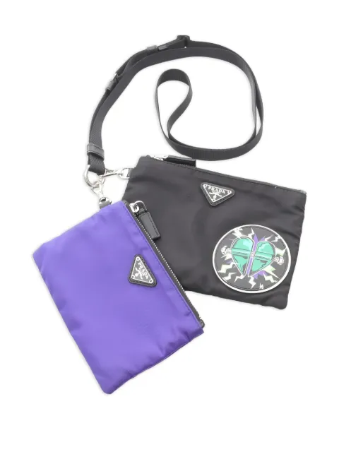 Prada Pre-Owned 2010s logo-plaque double pouch