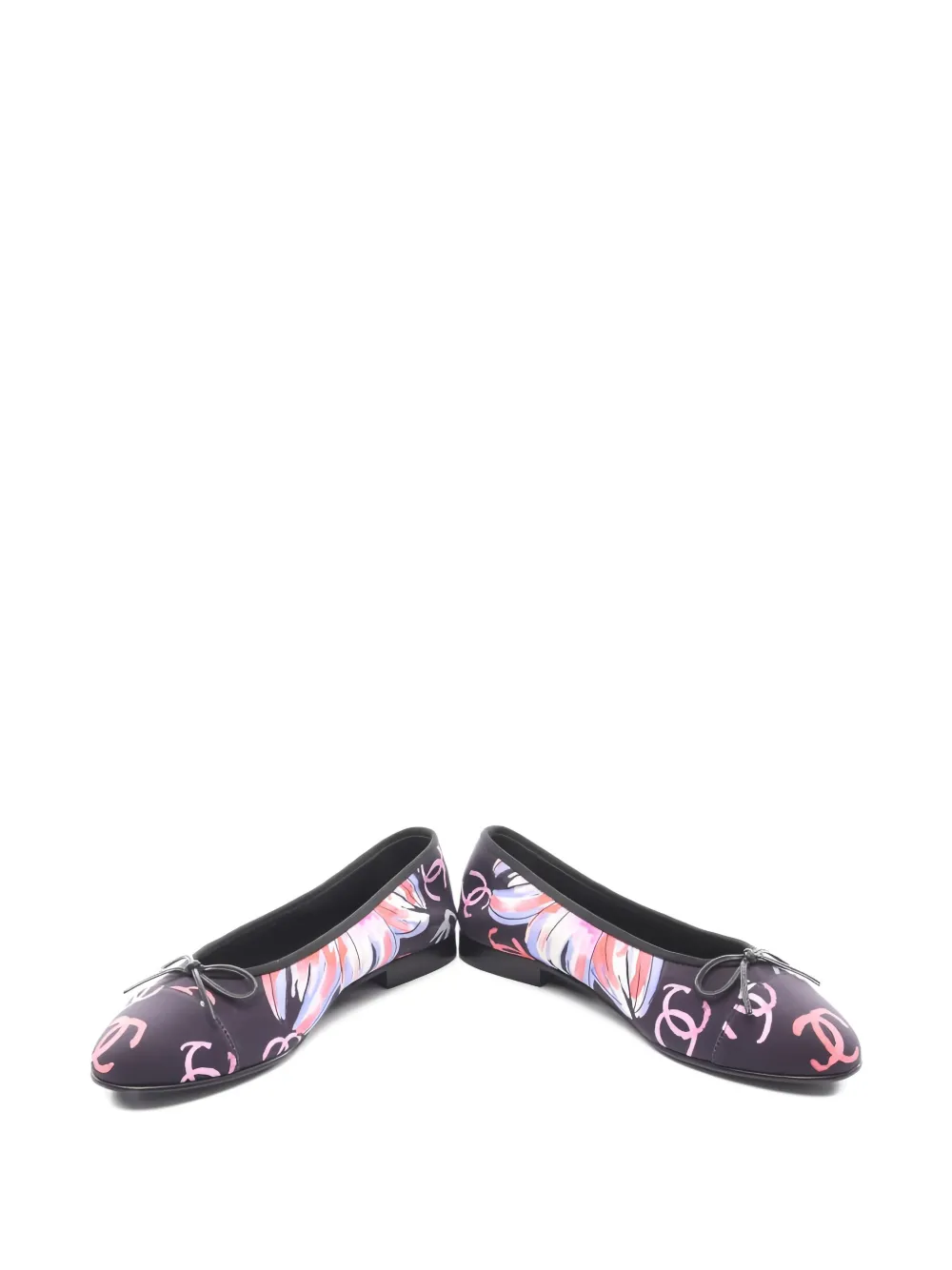 CHANEL Pre-Owned 1986-1988 bow-detail ballet flats - Zwart