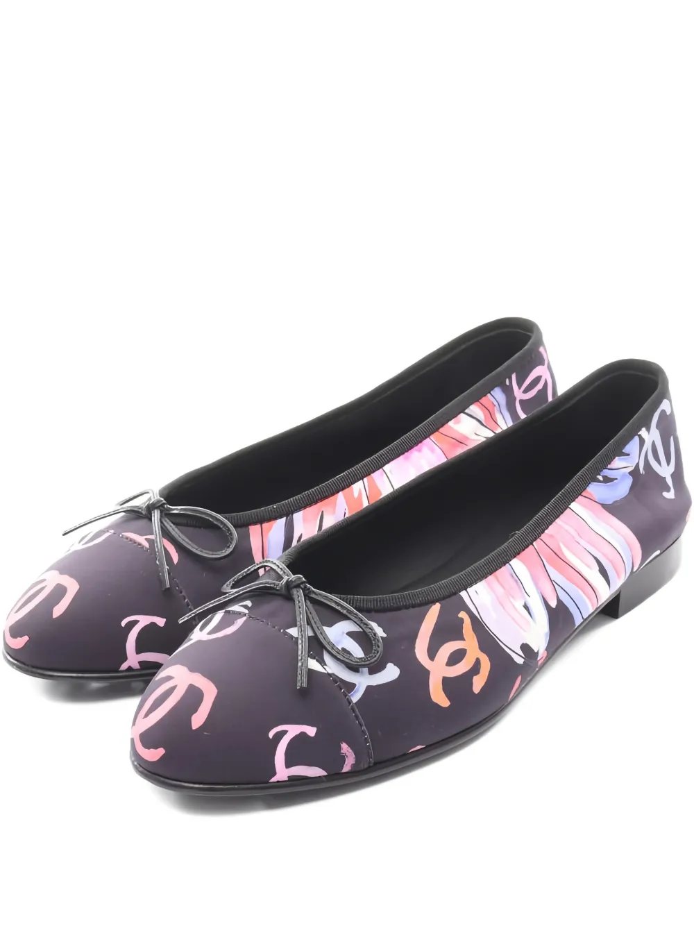 CHANEL Pre-Owned 1986-1988 bow-detail ballet flats - Schwarz