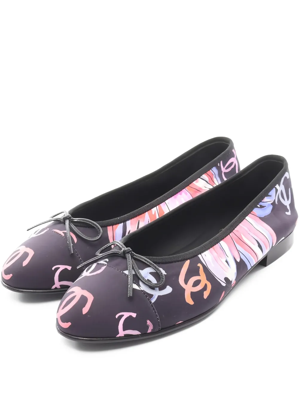 CHANEL Pre-Owned 1986-1988 bow-detail ballet flats - Schwarz