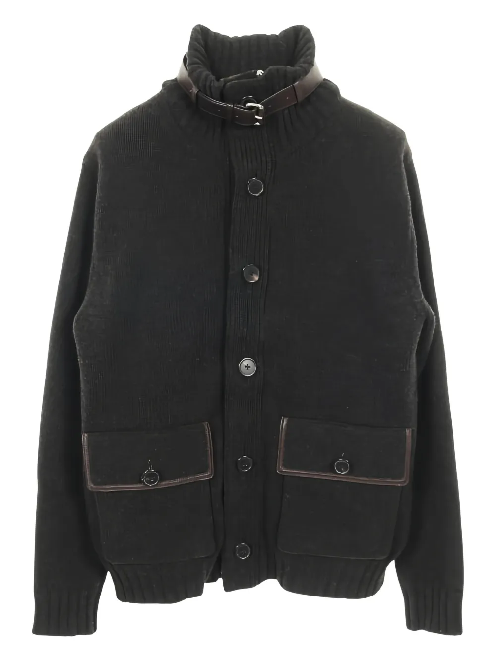 Hermès Pre-Owned Giacca con finiture in pelle anni 2010 - Grigio