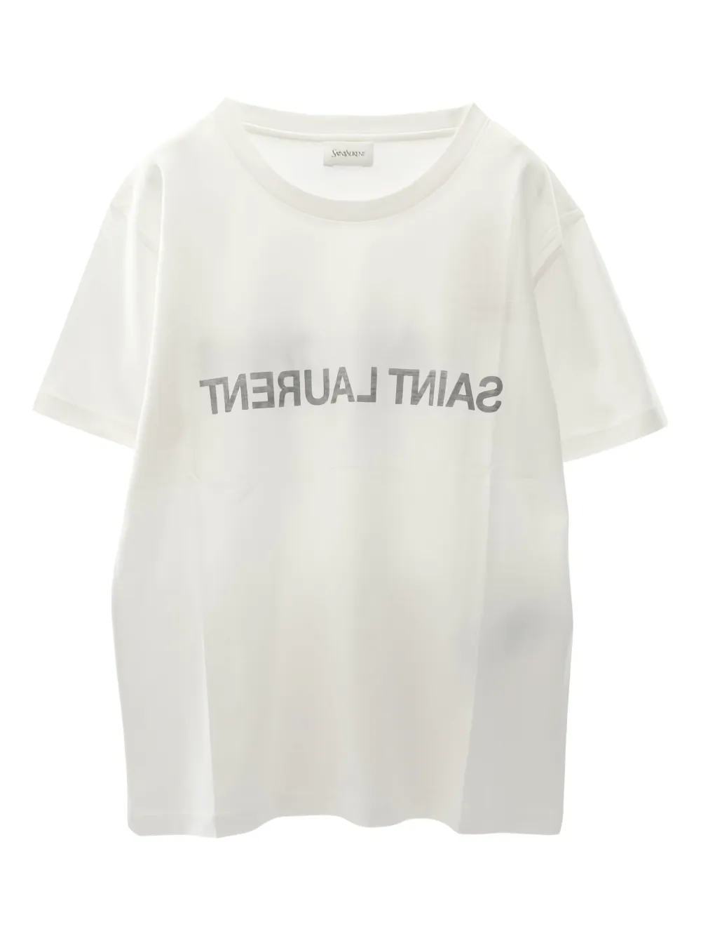 Saint Laurent Pre-Owned 2020s T-Shirt mit umgekehrtem Logo - Weiß