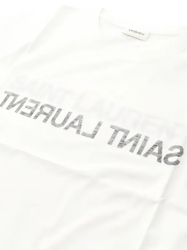 Saint Laurent Pre-Owned 2020s reverse-logo T-shirt | White | FARFETCH