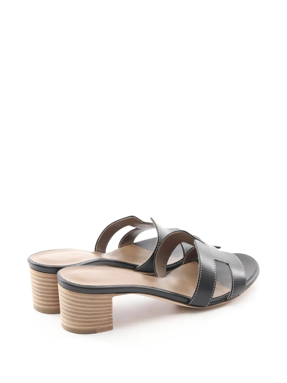 Herm&egrave;s Pre-Owned 2020s Oasis leren sandalen met blokhak - Zwart