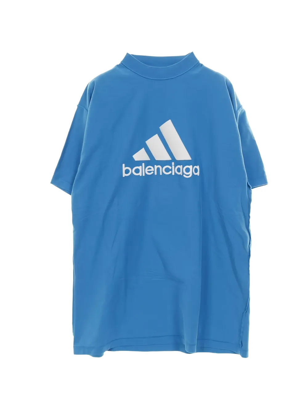 Balenciaga Pre-Owned 2020s logo-embroidery T-shirt - Blu