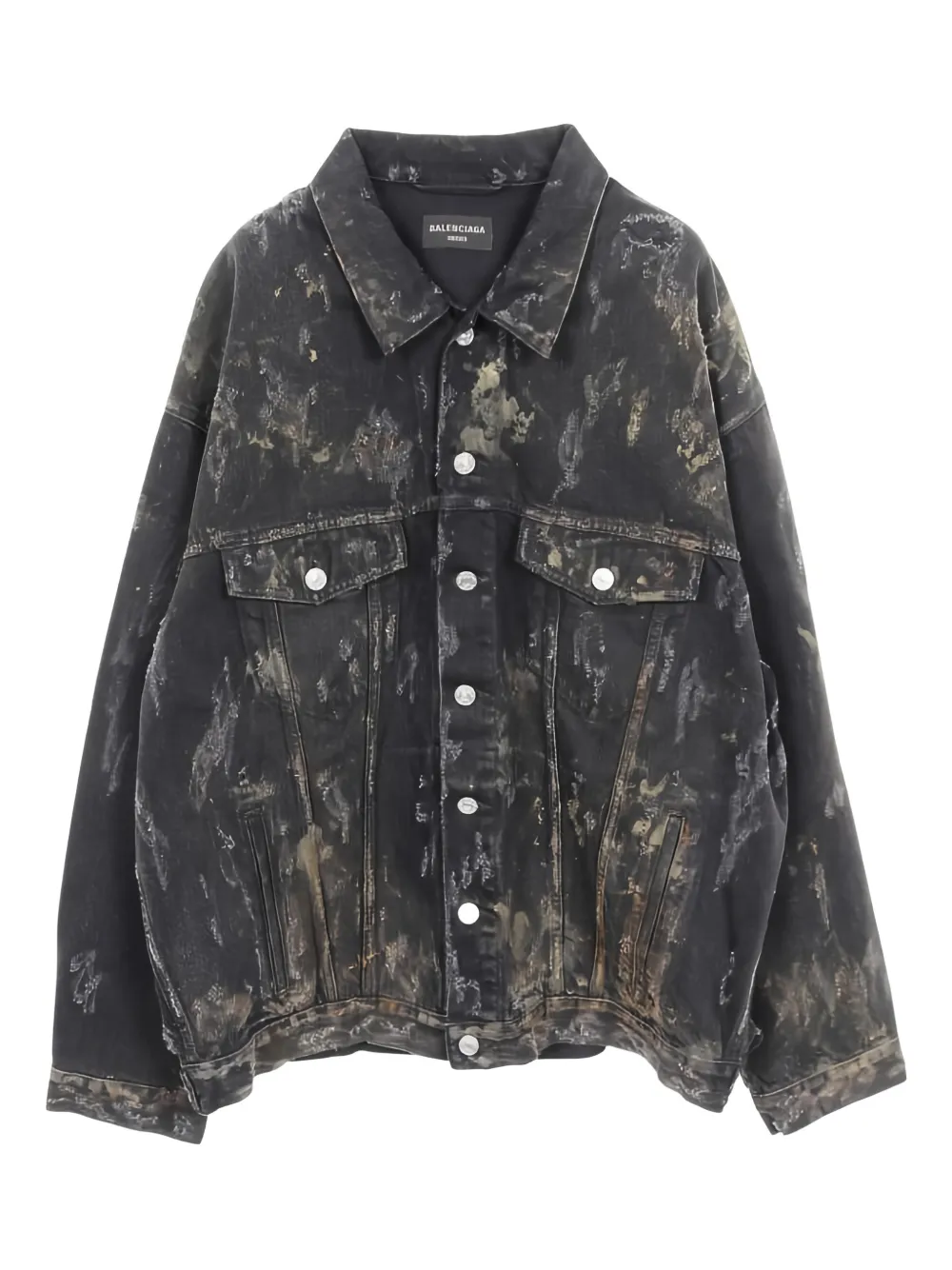 Balenciaga Pre-Owned damage paint denim jacket - Grigio