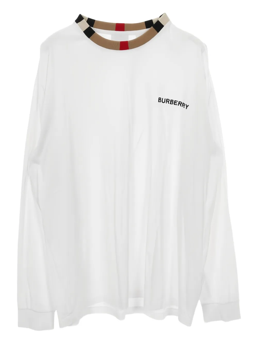 Burberry Pre-Owned cut sew check neck T-shirt - Bianco