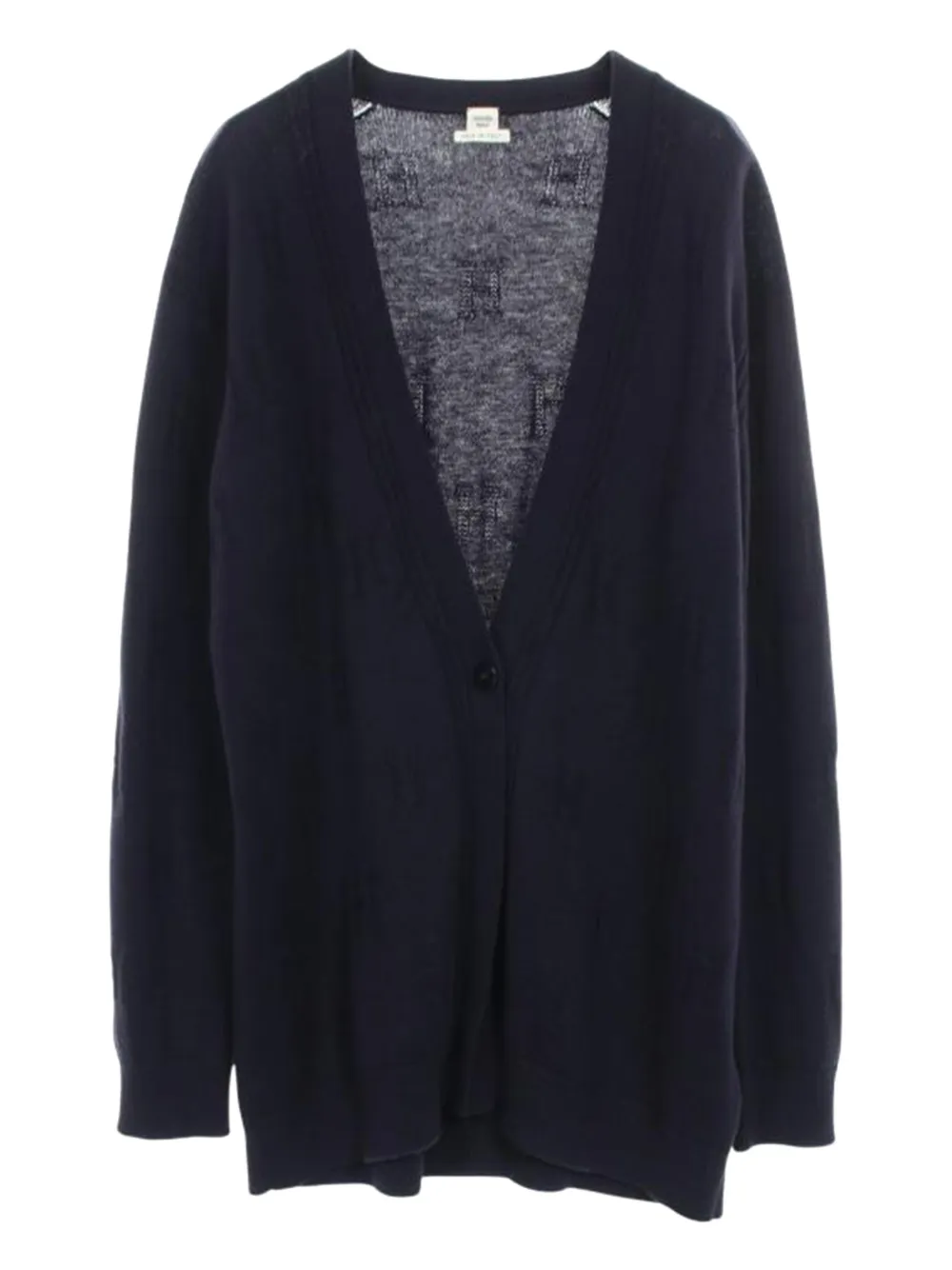 Pre-owned Hermes 2000s Logo-embroidered V-neck Cardigan In Blue