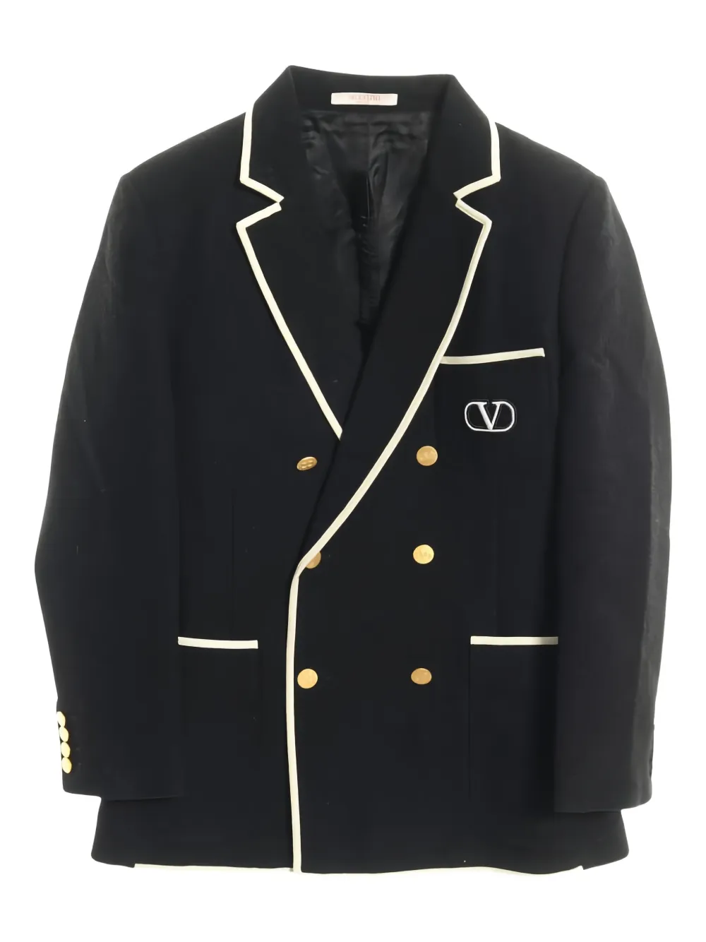 Valentino Garavani Pre-Owned Giacca doppiopetto con logo anni 2010 - Nero