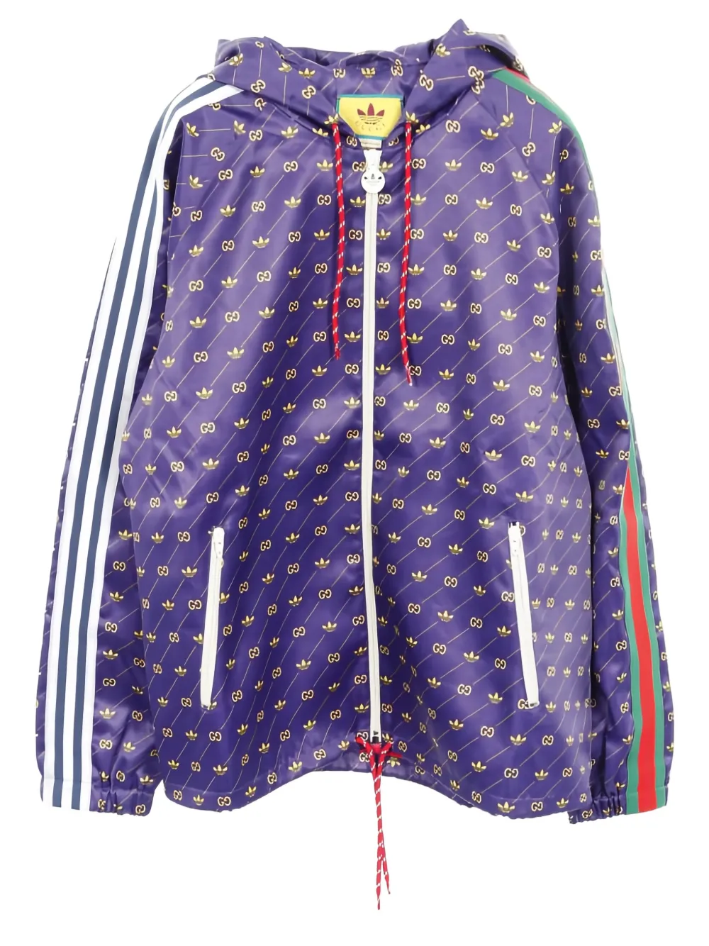 Gucci Pre-Owned x Adidas 2010s trefoil print hooded jacket - Viola