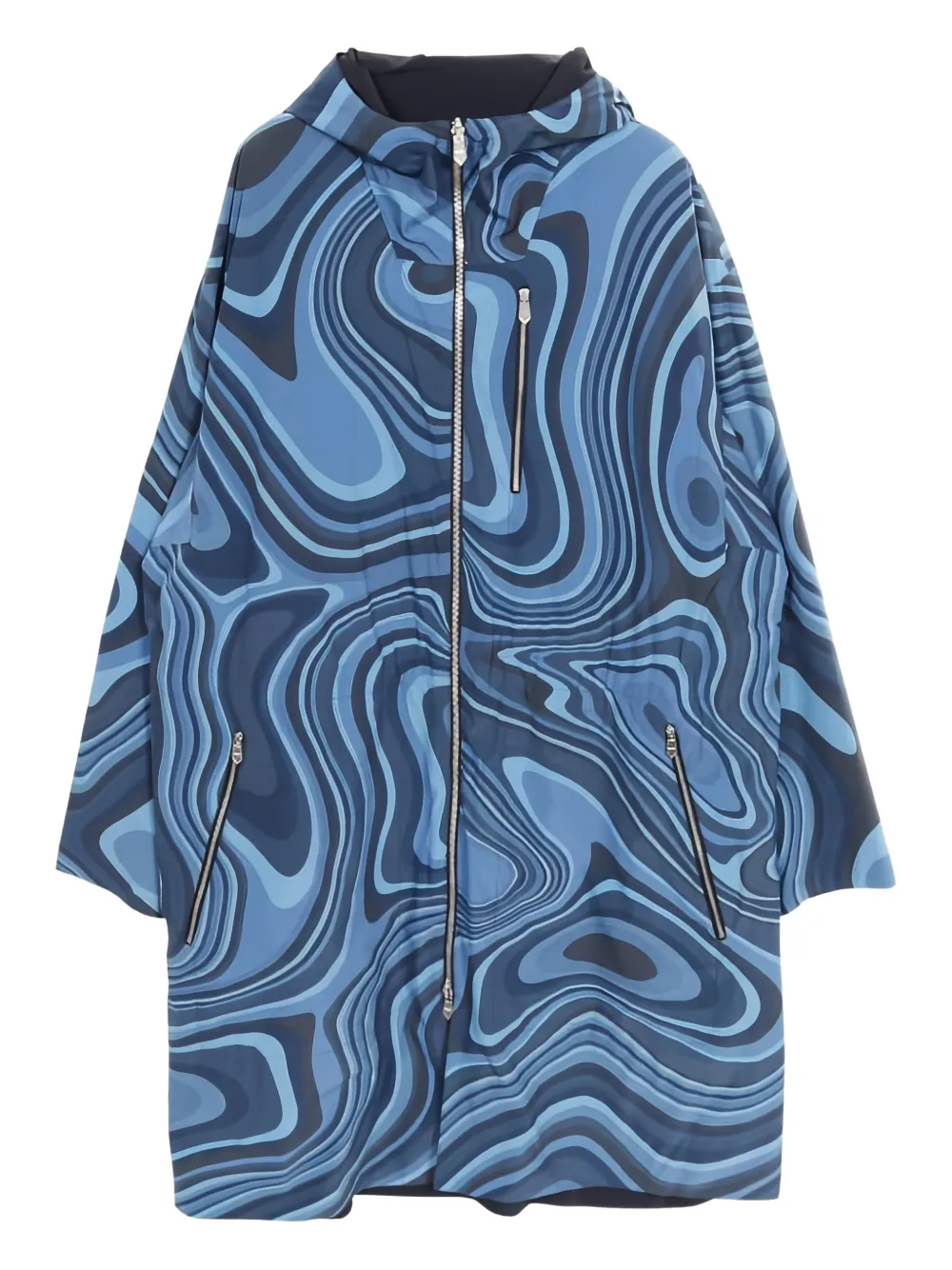 Hermès Pre-Owned Cappotto con cappuccio anni 2010 - Blu
