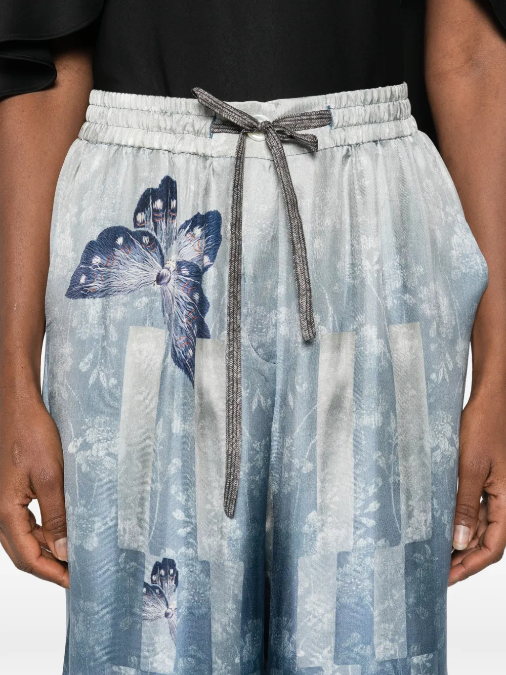 Pierre-Louis Mascia Palazzo broek met vlinderprint Blauw