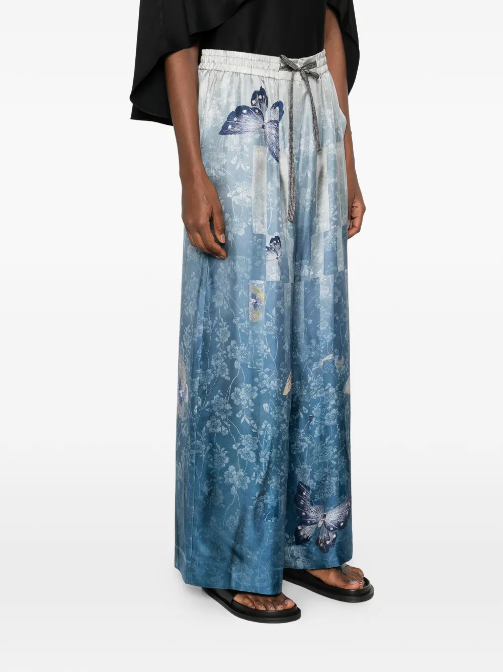 Pierre-Louis Mascia Palazzo broek met vlinderprint Blauw