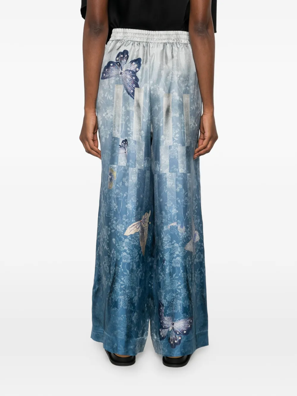 Pierre-Louis Mascia Palazzo broek met vlinderprint Blauw