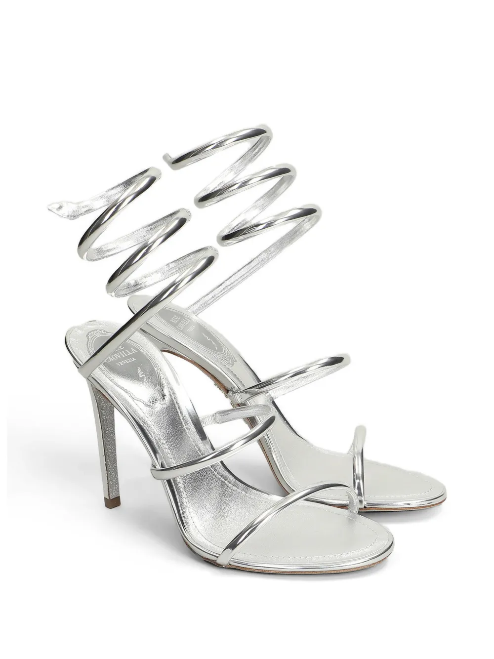 René Caovilla Cleo metallic sandalen Zilver
