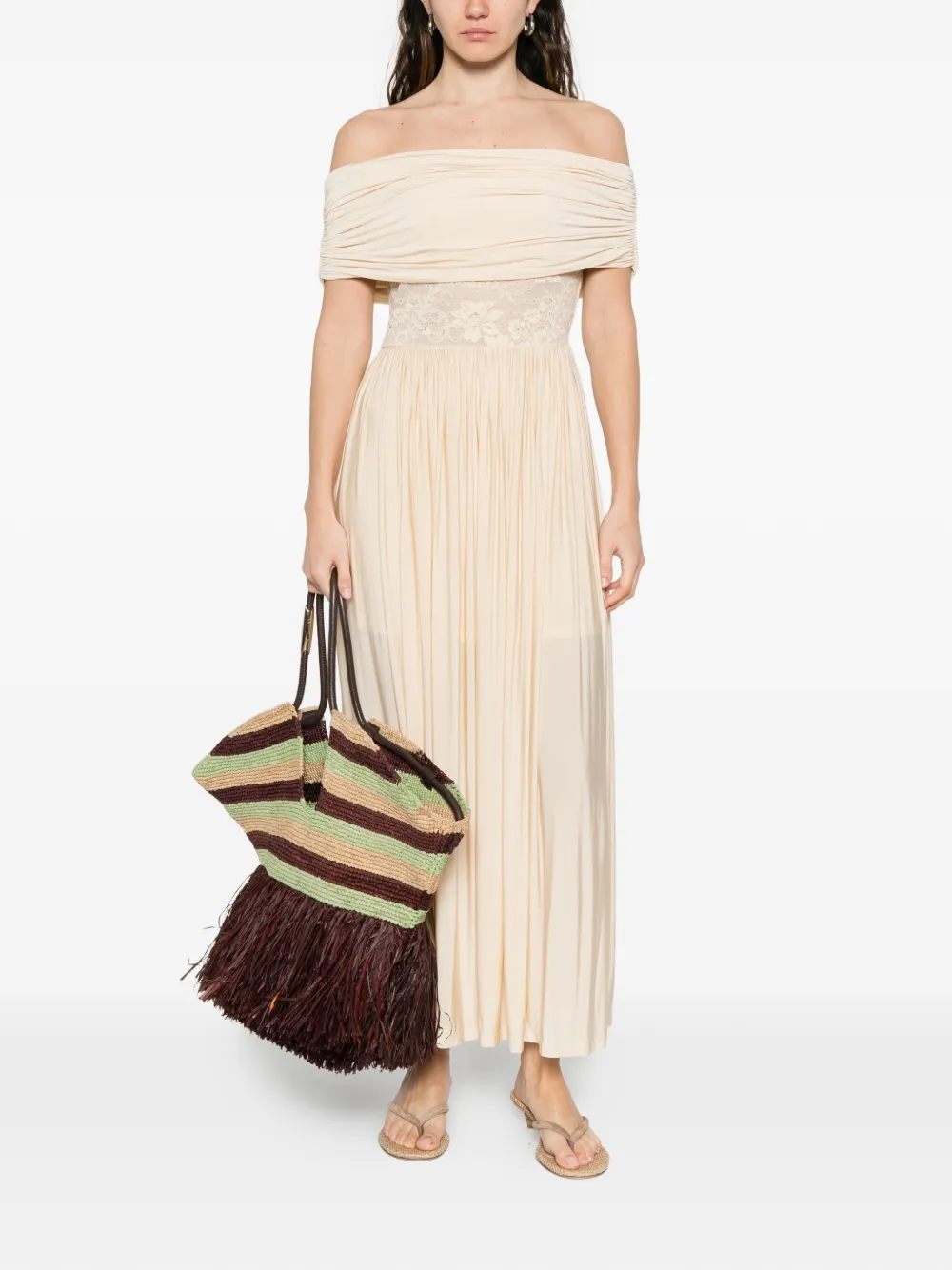 ZIMMERMANN lace-detail pleated maxi dress - Beige