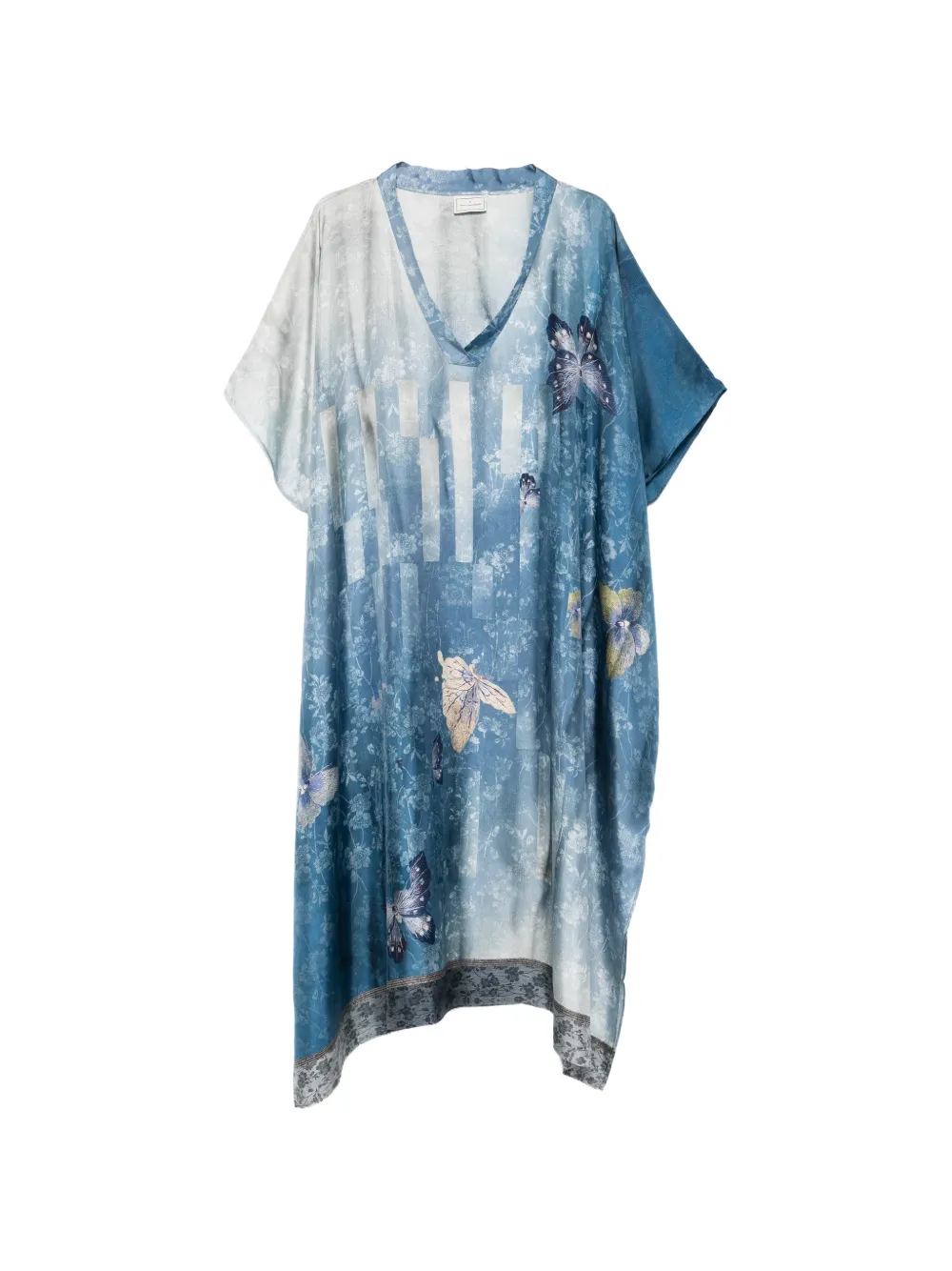 Pierre-Louis Mascia V-neck butterfly-print tunic dress - Blu