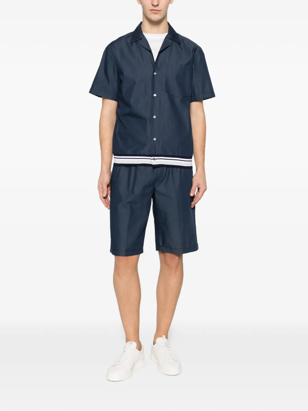 PANICALE striped-detail drawstring shorts - Blauw