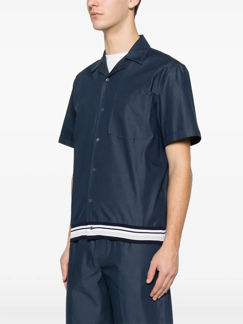  Panicale Camp-collar Ribbed Shirt - Blue 