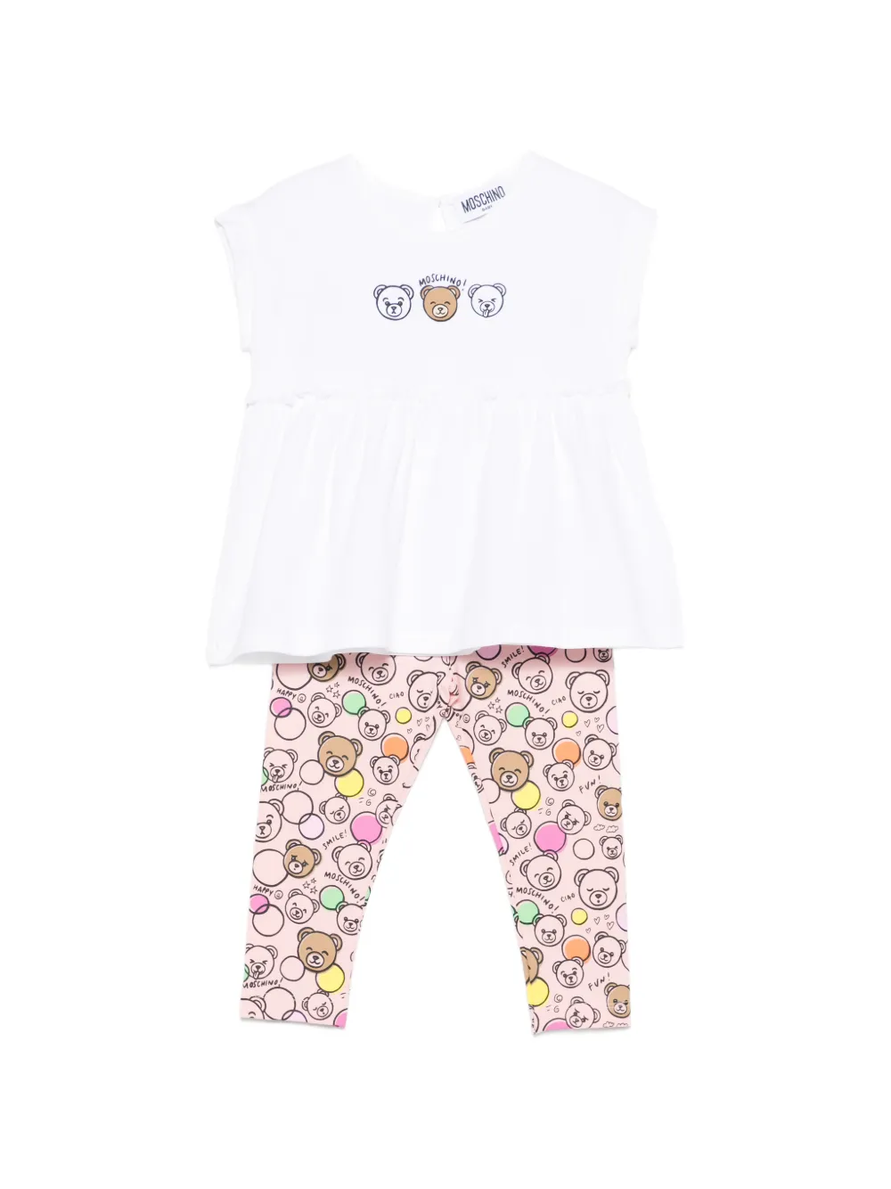Moschino Kids bear-print trousers set - Weiß