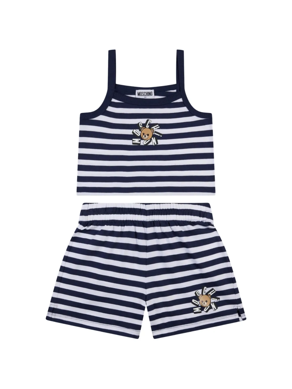 Moschino Kids striped appliqué top - Blu