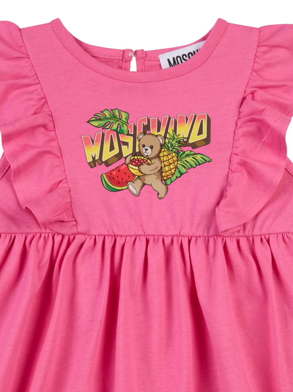 Moschino Kids Jurk met print en ruches Roze