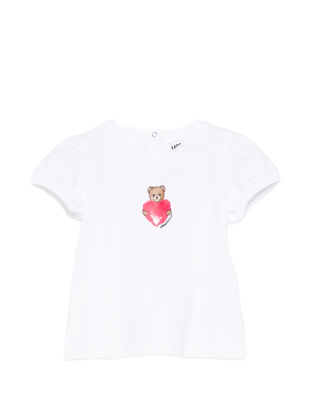 Moschino Kids puffed-sleeve graphic-print T-shirt - Bianco