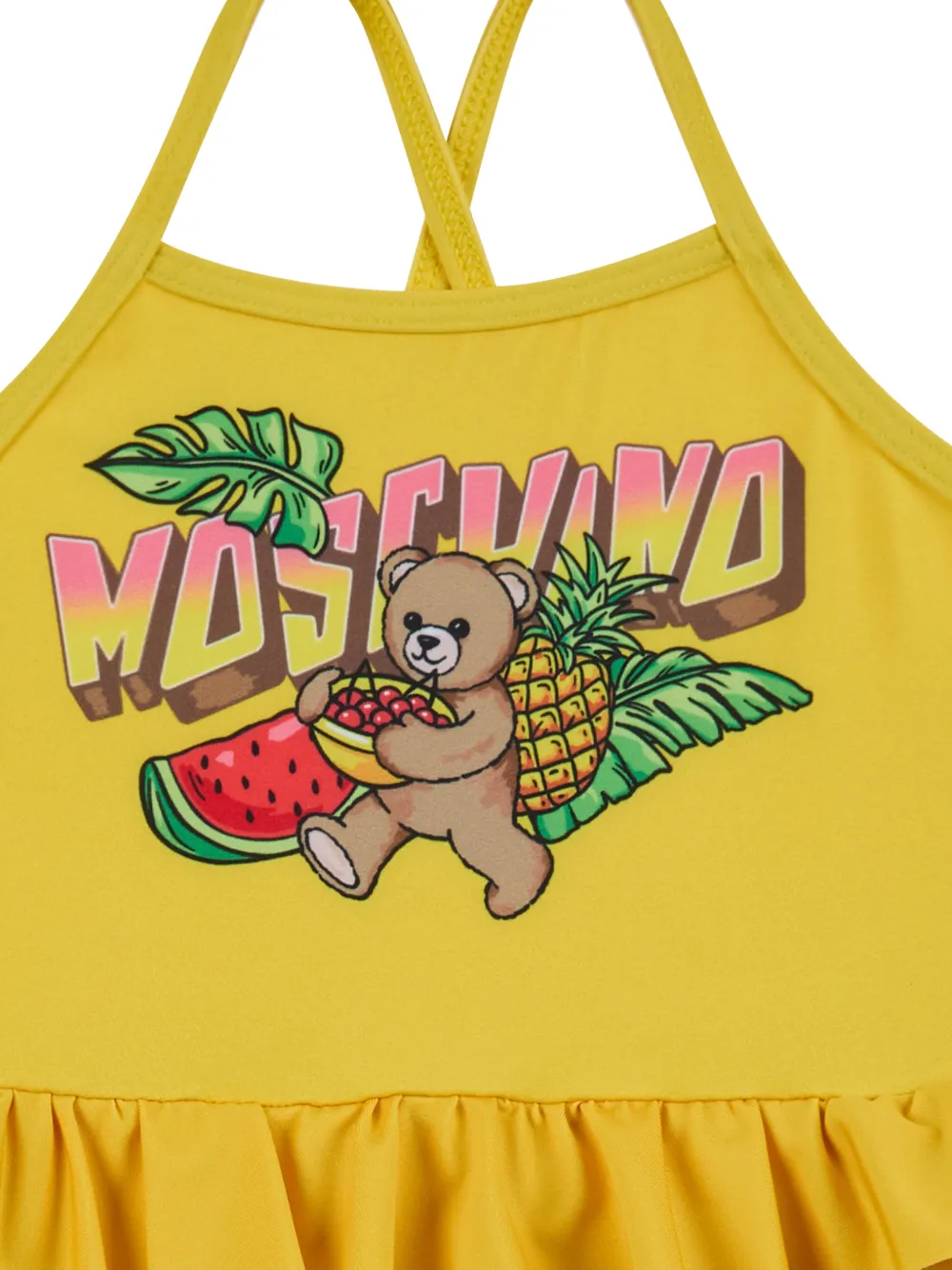 Moschino Kids Badpak met ruches en grafische print Geel