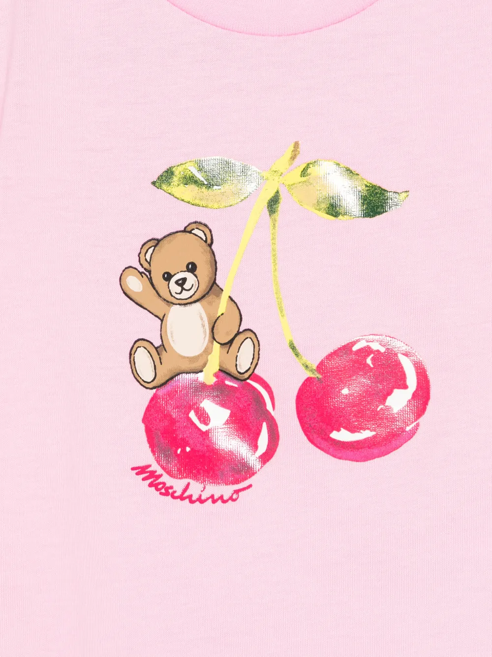 Moschino Kids T-shirt met teddybeer-patroon en kersendetail Roze