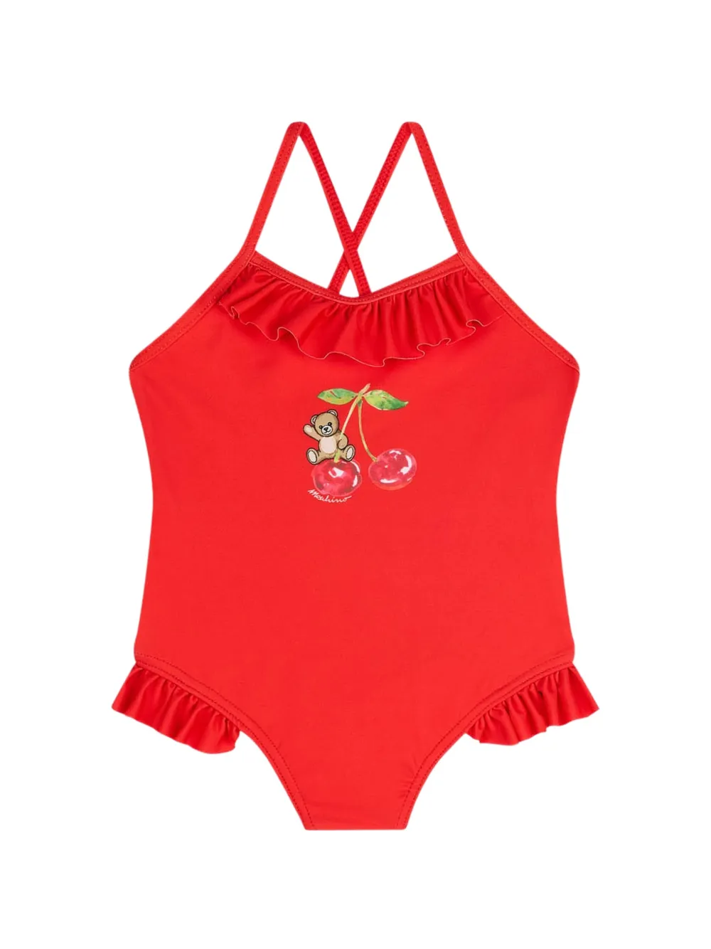 Moschino Kids ruffled print swimsuit - Rot