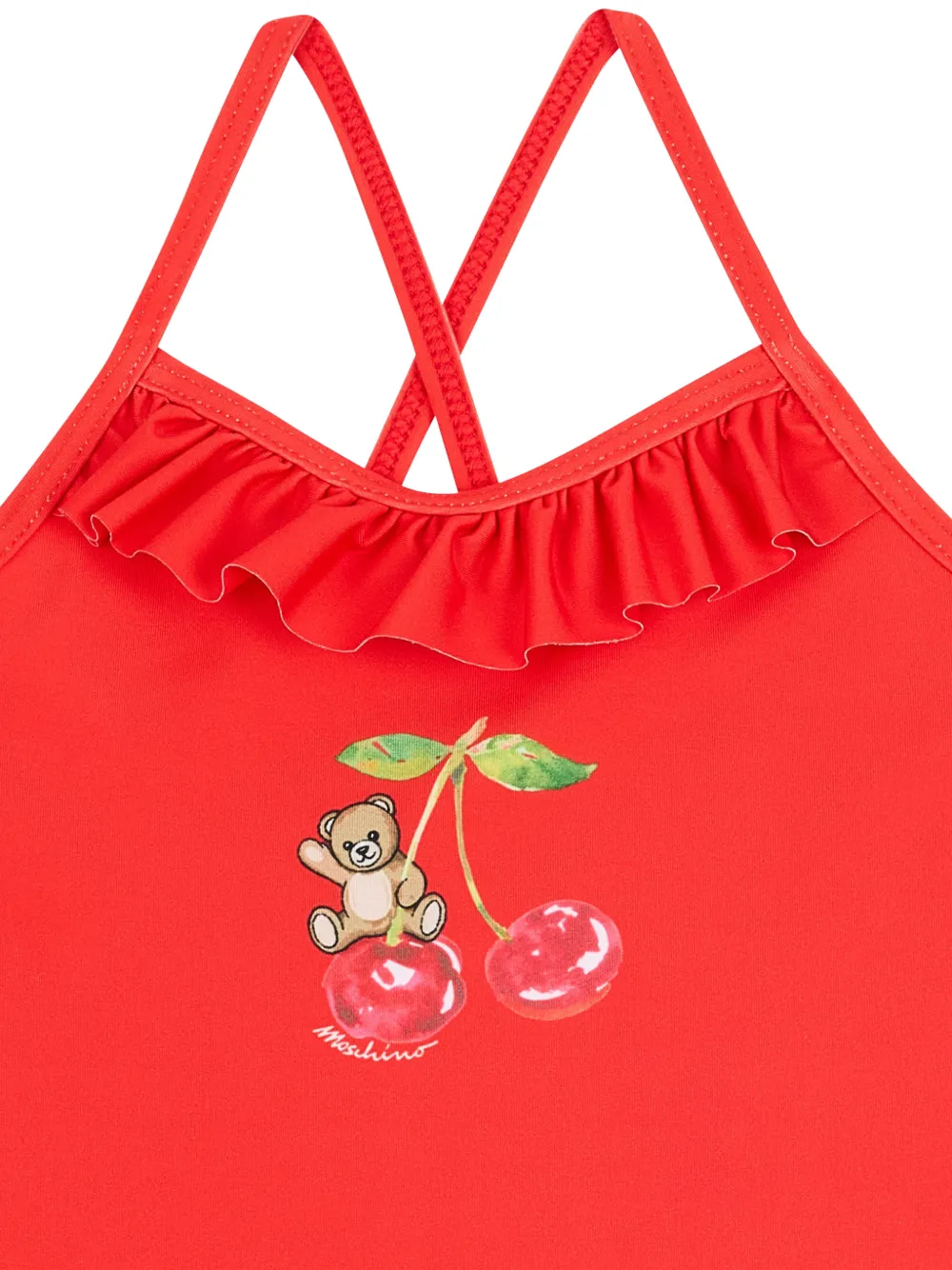  Moschino Kids Ruffled Print Swimsuit - Red 