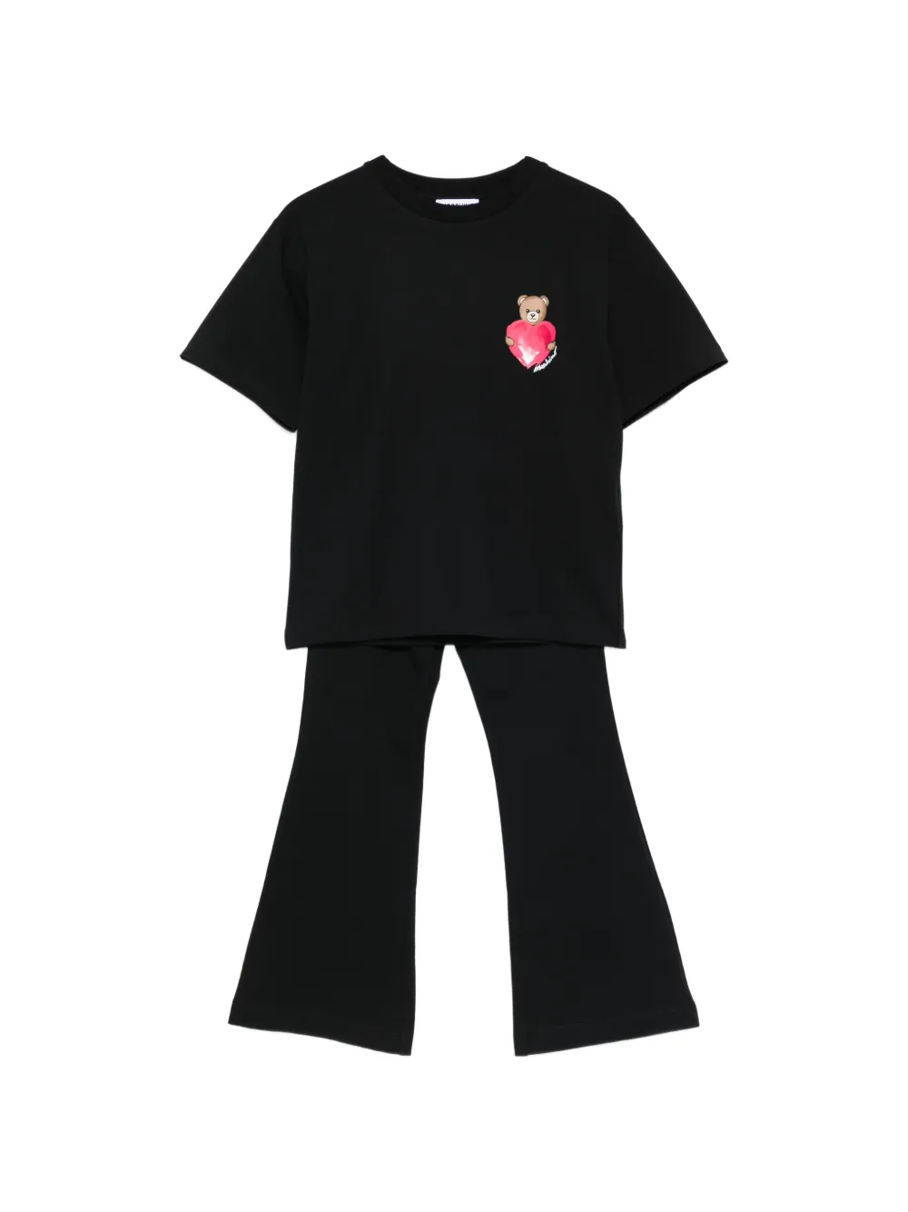 Moschino Kids Teddy Heart trousers and T-shirt set - Nero