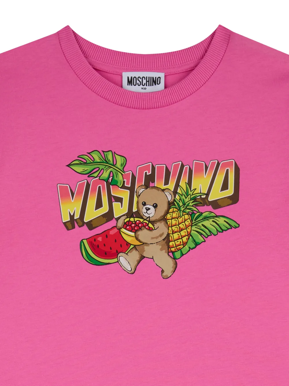 Moschino Kids Jurk met print en ruches Roze