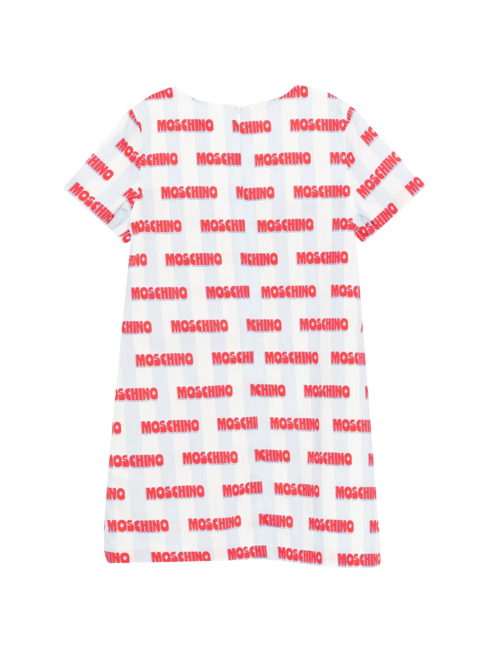 Moschino Kids Gestreepte jurk met logoprint Wit